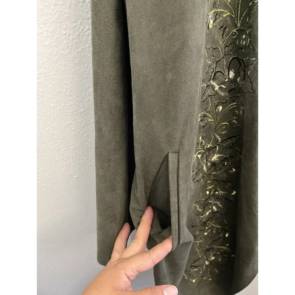 Chico's Olive Green Open-Front Utility Jacket